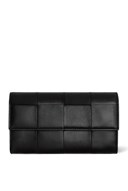 Flap Intreccio Leather Wallet