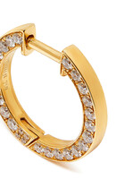 Whisper Single Reversible Hoop Earring, 18k Yellow Gold with Diamonds