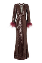 Sequin Feather Maxi Dress