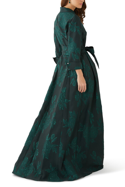 Mettalic Jacquard Shirtdress Gown