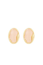 Sybil Stud Earrings, 18k Gold-Plated Brass & Rose Quartz