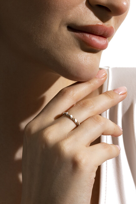 Tornado Ring, 18k Rose Gold with Enamel & Diamonds