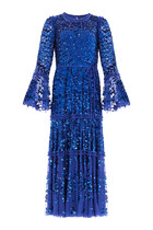 Annie Sequin Tiered Ankle Gown