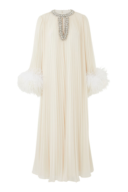 Chiffon Feather Midi Dress