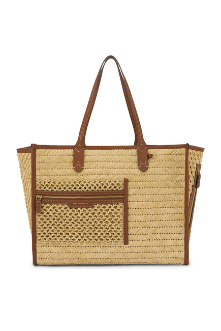 Tote Bag with Raffia Pocket