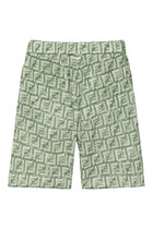 Kids Fringed FF Logo Print Shorts