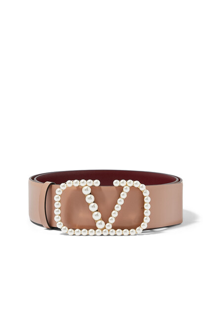 VLogo Signature Pearl Buckle Reversible Belt