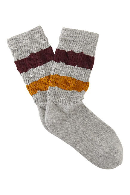 Distressed Cotton Stripe Socks