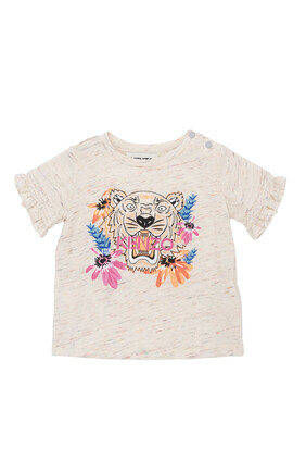 Floral Tiger Print Crew-neck T-shirt