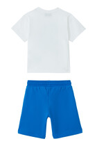 Teddy & Logo Print T-Shirt & Shorts Set