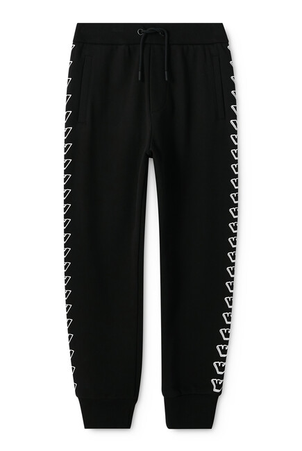 Kids Drawstring Eagle Logo Patch Trousers