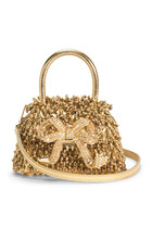 Gold Crystal Embroidery Micro Bag