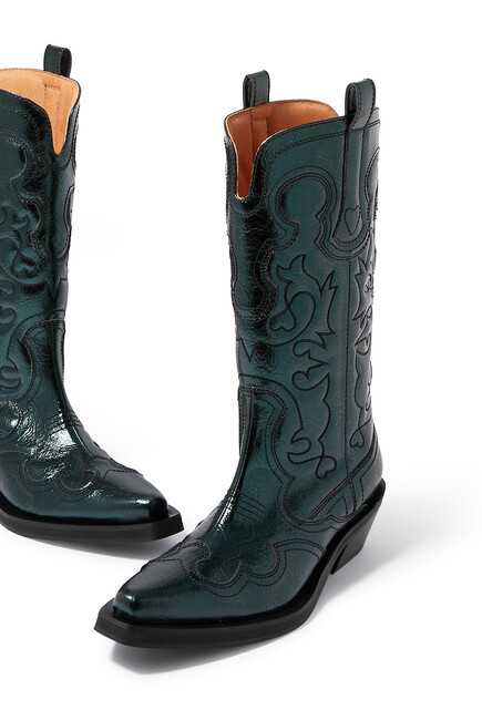 Mid Shaft Embroidered 40 Western Boots