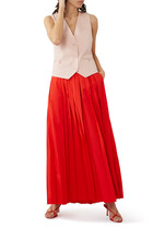 Italian Sporty Nylon Pleated Pull-On Maxi Skirt