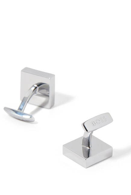 Square Cufflinks In Brass With Engraved Monograms