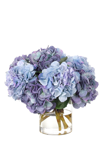 Hydrangea in Glass Cylinder Vase