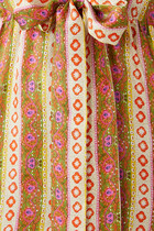 Caftan Dress with Flower Stripes Print