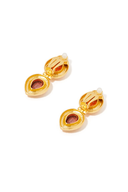 Paula Earrings, 24k Yellow Gold-Plated Brass & Citrine Quartz