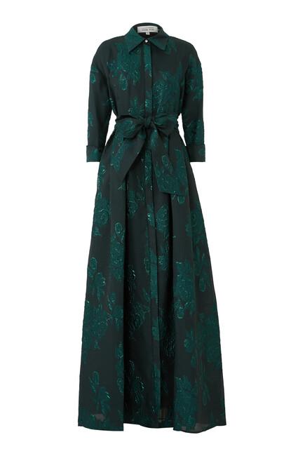 Mettalic Jacquard Shirtdress Gown