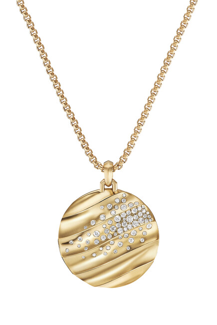 Cable Edge Pendant, 18k Yellow Gold & Diamonds