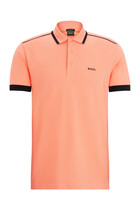 Paddy 1 Cotton-Pique Polo Shirt with Contrast Stripes and Logo