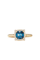 Petite Chatelaine Ring , 18k Yellow Gold with Diamonds & Topaz