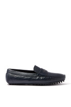 Textured Leather Driver Moccasins