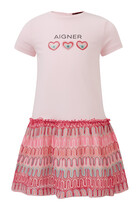 Kids Patterned Logo Dress