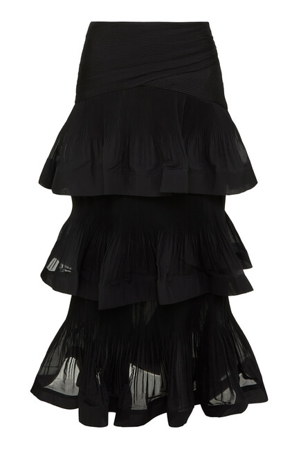 Pleated Layered Midi Skirt