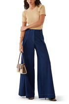 Spliced Wide-Leg Denim Pants