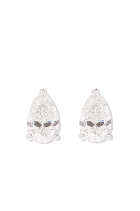 Pear Piercing Stud Earrings, 18k White Gold & Diamonds