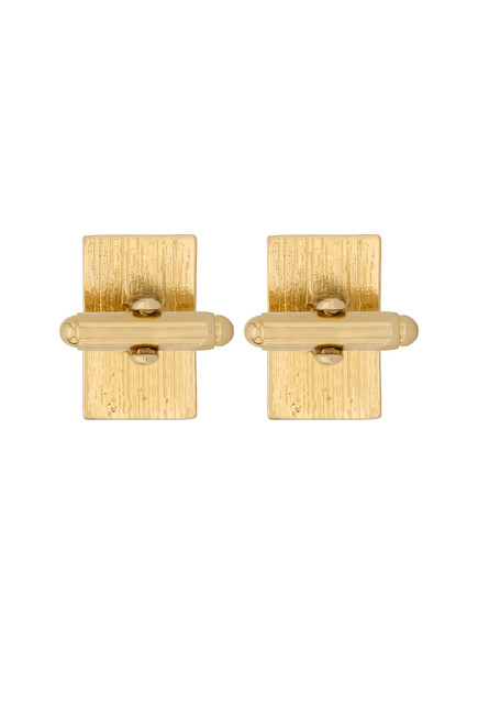 Rectangular Metal Cufflinks, Brass