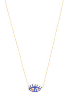 Evil Eye Word Necklace, 18k Yellow Gold