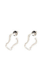 Small Wave Hoop Earrings, 18k White Gold with Diamonds