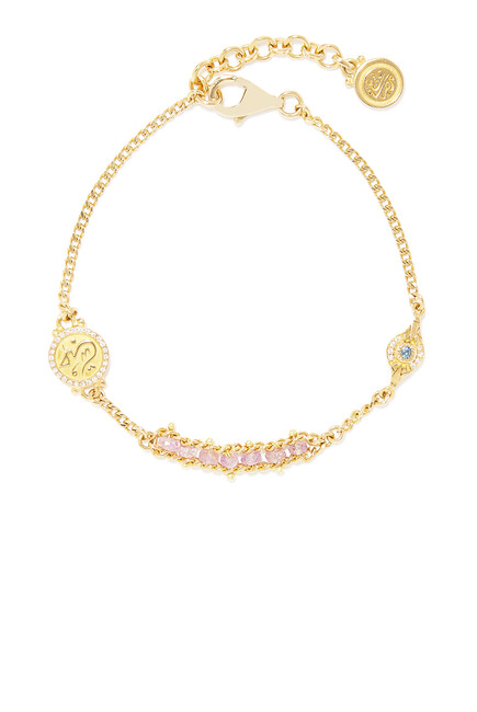 Love Bracelet, 18k Yellow Gold with Pink Sapphire & Diamonds