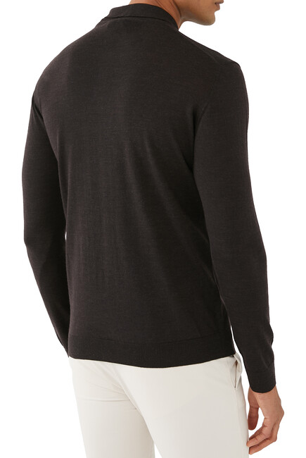 Long-Sleeve Knit Polo Shirt