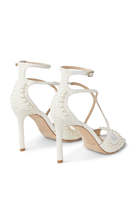 Azia 95 Satin Sandals with All-Over Pearls