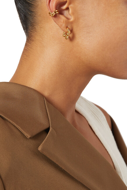 Squiggle Curve Ear Cuff, 18k Recycled Gold Plated Vermeil & Recycled Sterling Silver