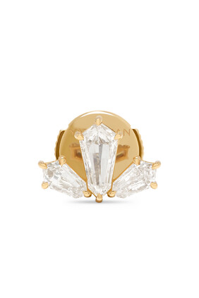Lotus 3 Diamond Single Earring, 18k Yellow Gold with Diamonds