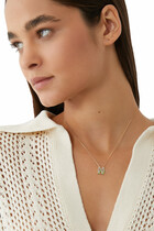 18K YG Silhouette Green Enamel and Diamond Mini Necklace - Letter H