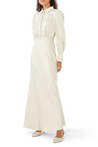 Satin Embellished Bib Maxi Dress