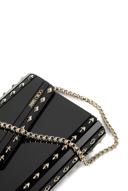 Candy Black Acrylic Clutch Bag with Studs