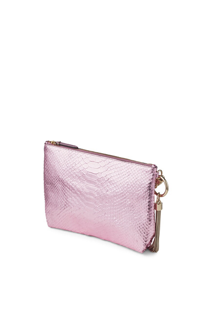 Callie Clutch  Metallic Snake-effect Leather Bag