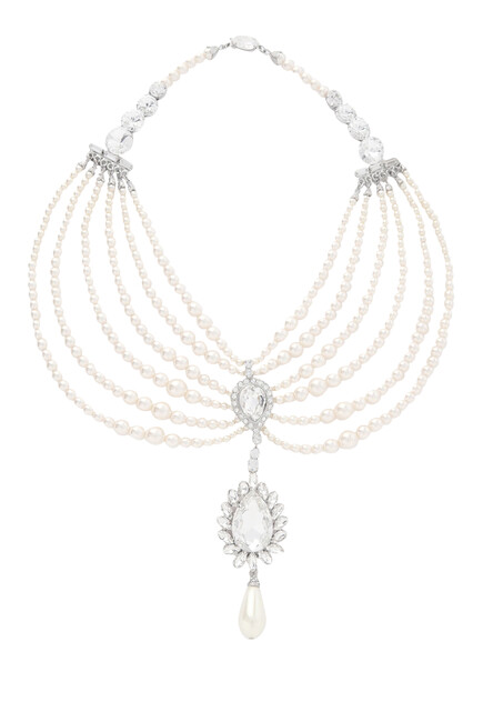 Pearl Necklace with Crystal Embellishment
