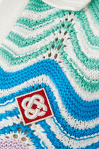 Wave Crochet Short-Sleeve Crop Polo Top