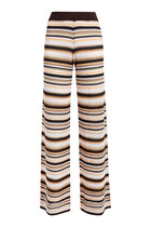 Straight Trousers in Striped Cotton and Viscose Knit