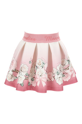Rose Print Neoprene Skirt