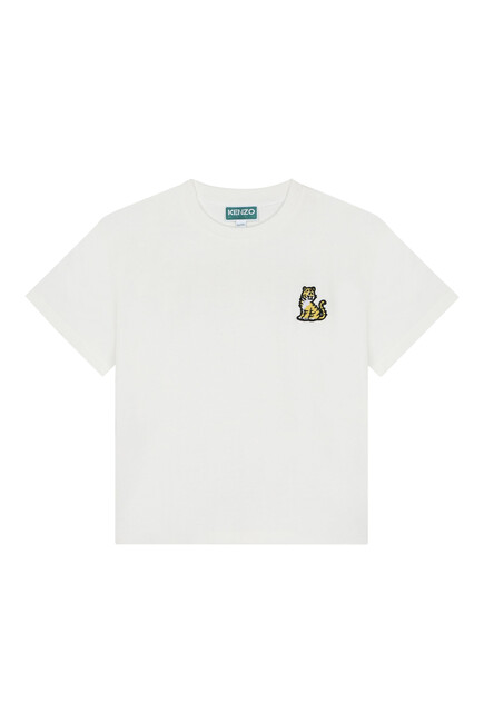 Kids Embroidered Tiger Logo Print T-Shirt
