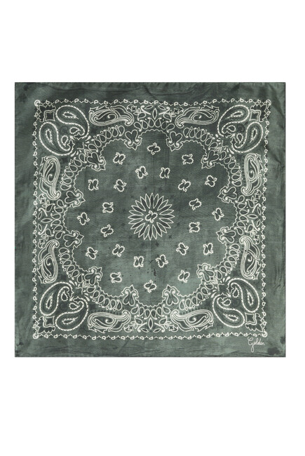 Golden Foulard Paisley Print Scarf