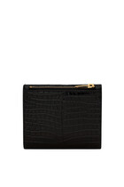 Uptown Compact Wallet In Crocodile-Embossed Leather